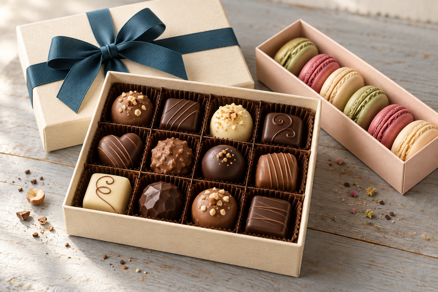 elegante pralinenbox mit macarons 1
